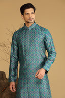 Rama Green Blended Silk Kurta Pajama Set