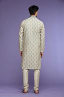 Cream And Natural Festive Kurta Set for Men