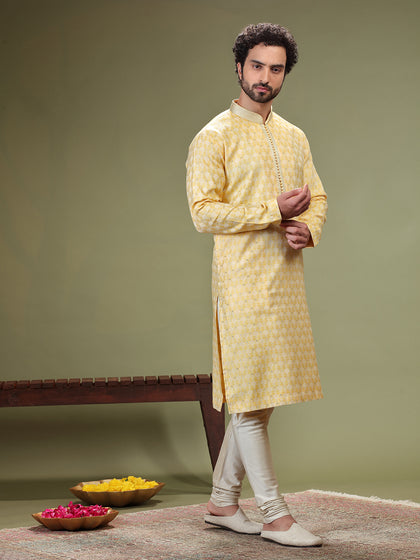 Kurta with jaquard fabric and Aligarhi