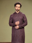 Brown Kurta with sequence work and Aligadi pants. - KORANM