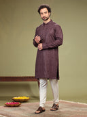 Brown Kurta with sequence work and Aligadi pants. - KORANM