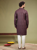 Brown Kurta with sequence work and Aligadi pants. - KORANM