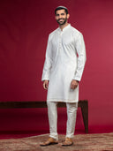 Cream Kurta with Sequin Work and Aligadi Pants