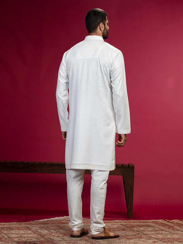 Cream Kurta with Sequin Work and Aligadi Pants