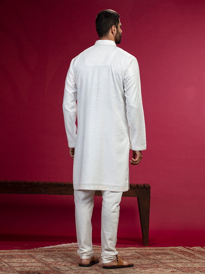 Cream Kurta with Sequin Work and Aligadi Pants