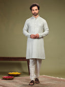 Grey Kurta with sequence work and Aligadi pants