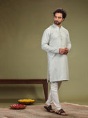 Grey Kurta with sequence work and Aligadi pants. - KORANM