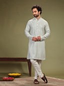 Grey Kurta with sequence work and Aligadi pants. - KORANM
