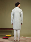 Grey Kurta with sequence work and Aligadi pants. - KORANM