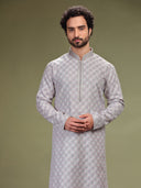 Lilac Kurta with Jacquard's fabric and Chudidar. - KORANM