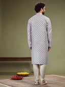 Lilac Kurta with Jacquard's fabric and Chudidar. - KORANM