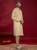 Olive Jacquard Rubelli Kurta Paired with an Olive Colour Chudidar.