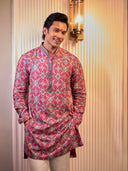 Magenta Kurta set with patola print and chudidar.