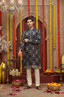 Navy Blue Printed Kurta Set