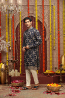 Navy Blue Printed Kurta Set