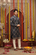 Navy Blue Printed Kurta Set