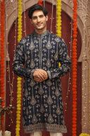 Navy Blue Printed Kurta Set