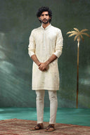 Embroidered Cream Kurta Set