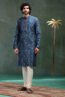Teal Blue Printed Kurta Set