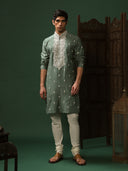 Pista Green Premium Kurta Set with Churidar