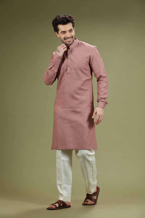 Dusty Bronze Linen Kurta Set