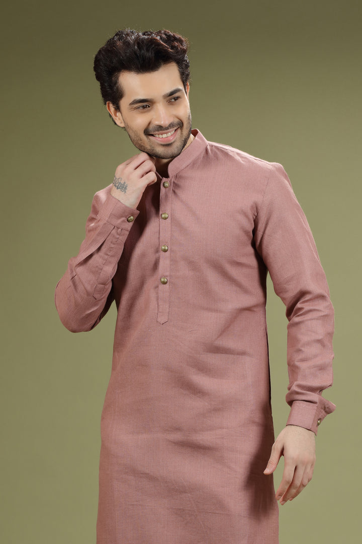 Dusty Bronze Linen Kurta Set - KORANM