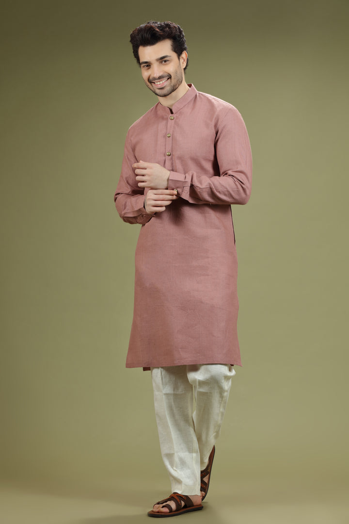 Dusty Bronze Linen Kurta Set - KORANM