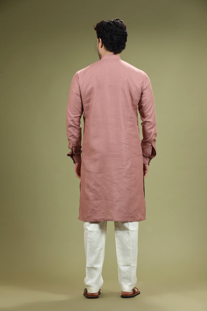 Dusty Bronze Linen Kurta Set - KORANM