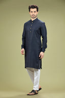 Cosmic Navy Casual Linen Kurta Set - KORANM