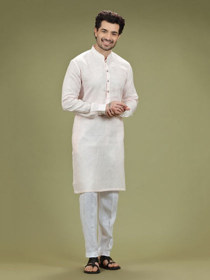 Light Pastel Pink Cotton Linen Kurta
