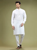 Pure White Casual Linen Kurta Set