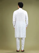 Pure White Casual Linen Kurta Set - KORANM