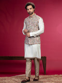 Kurta with Kashmiri works on Bundi and Aligadi pants. - KORANM