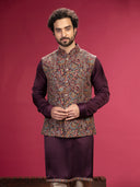 Kurta with Kashmiri works on Bundi and Aligadi pants. - KORANM