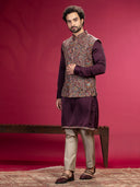 Kurta with Kashmiri works on Bundi and Aligadi pants. - KORANM