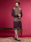 Kurta with Kashmiri works on Bundi and Aligadi pants. - KORANM