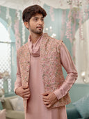 Onion Pink Kurta With Embroidery Work and An Aligadi Pant