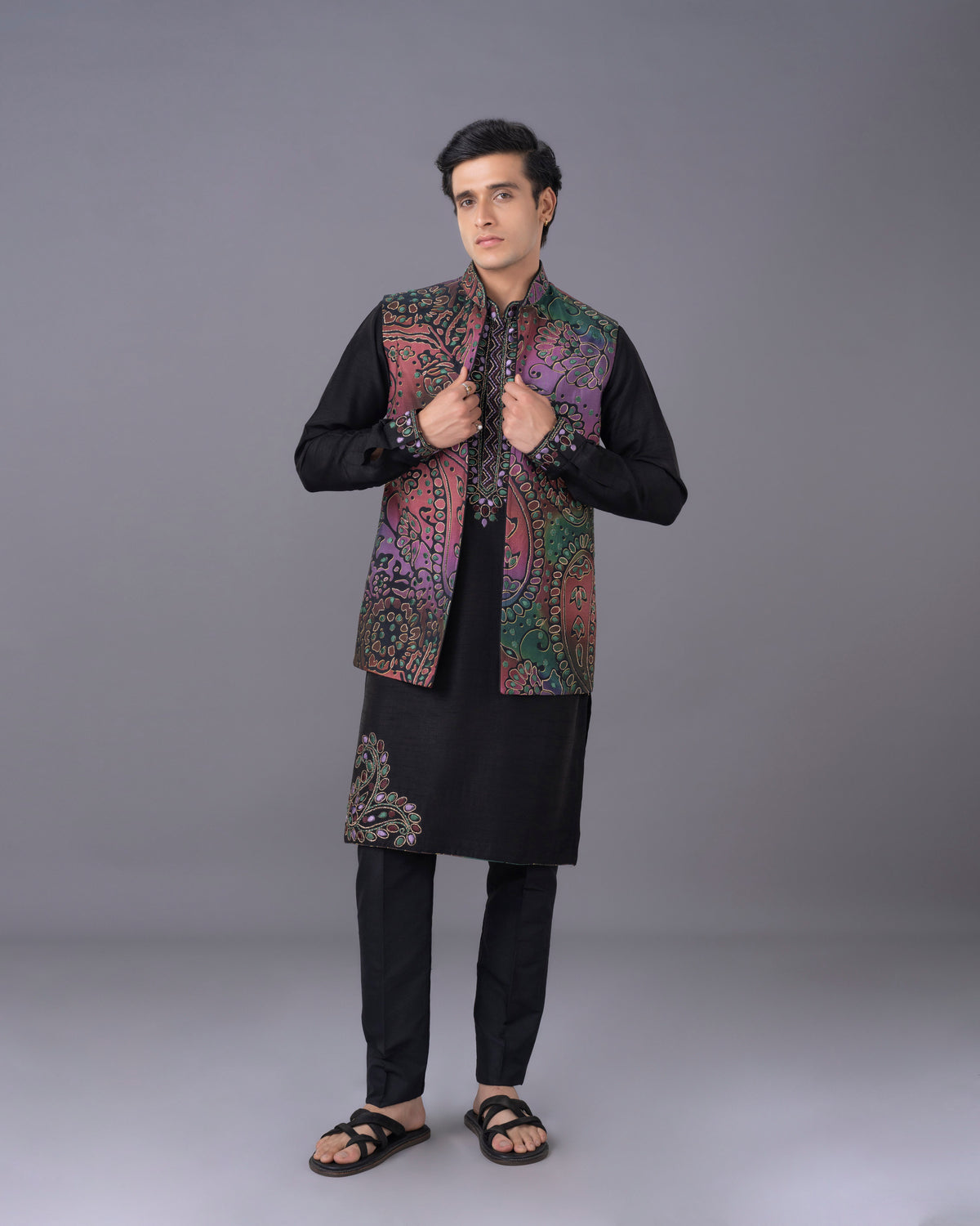 Artisan Black Silk Kurta Set