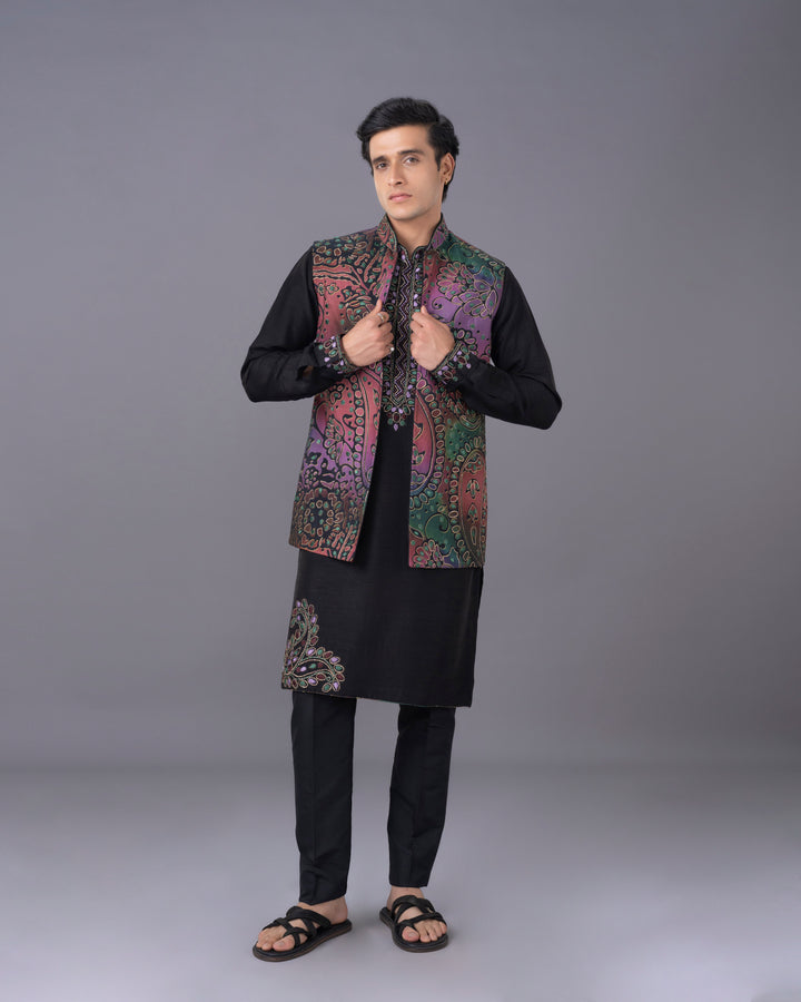Artisan Black Silk Kurta Set