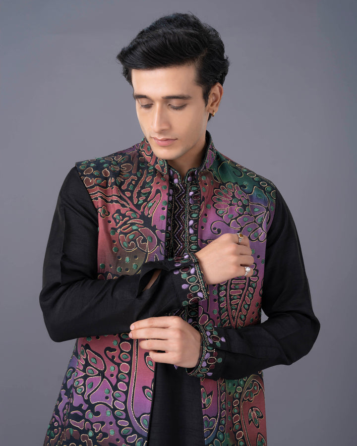 Artisan Black Silk Kurta Set