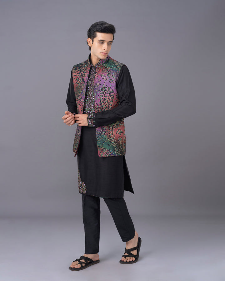 Artisan Black Silk Kurta Set