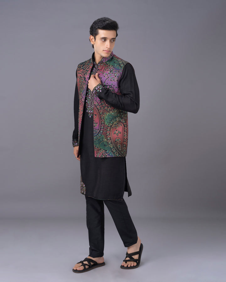 Artisan Black Silk Kurta Set