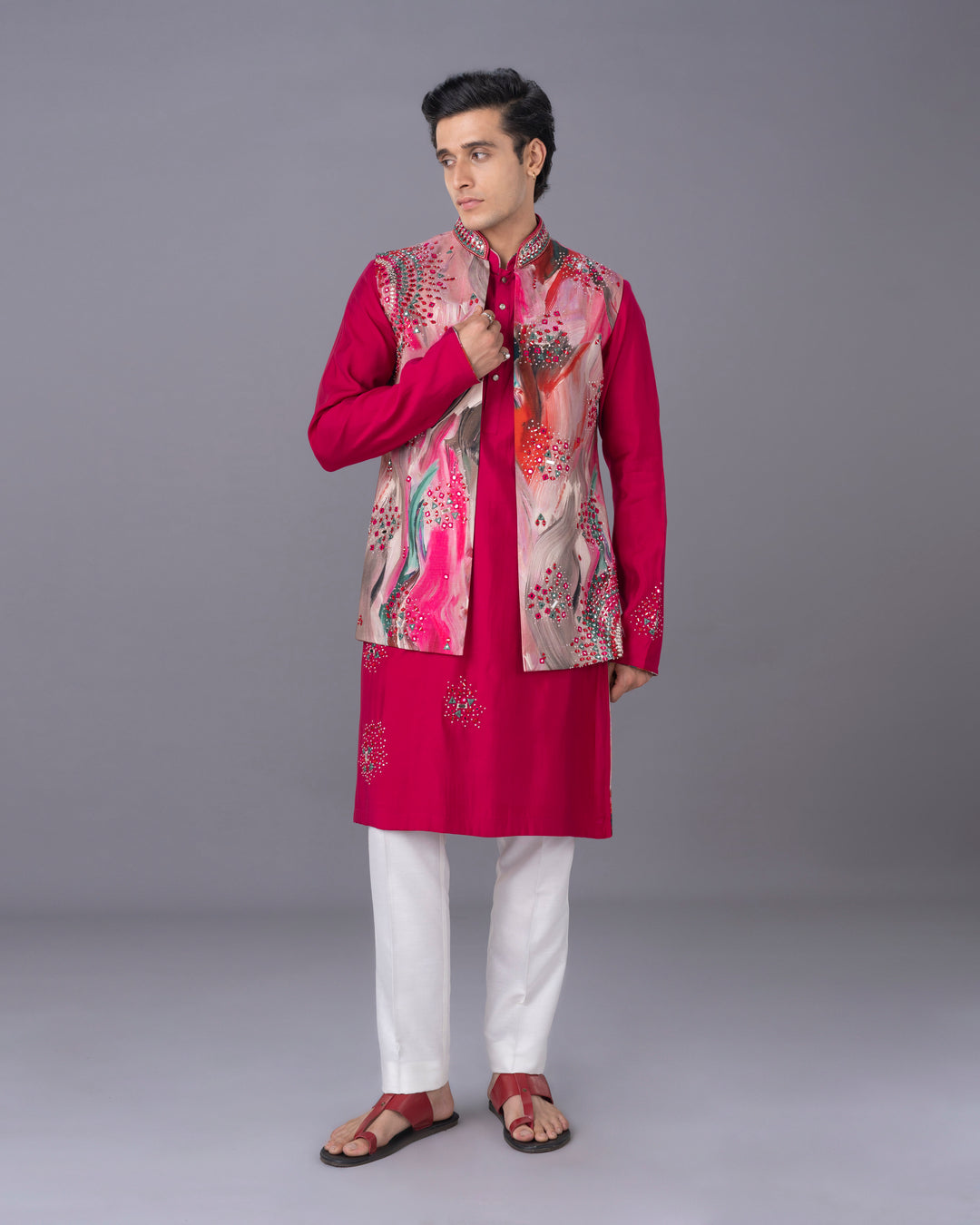 Effortless Elegance Pink Kurta Jacket Set