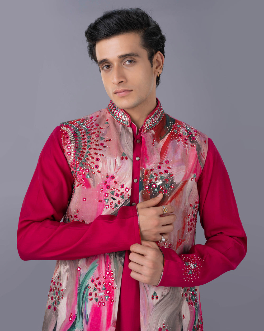 Effortless Elegance Pink Kurta Jacket Set