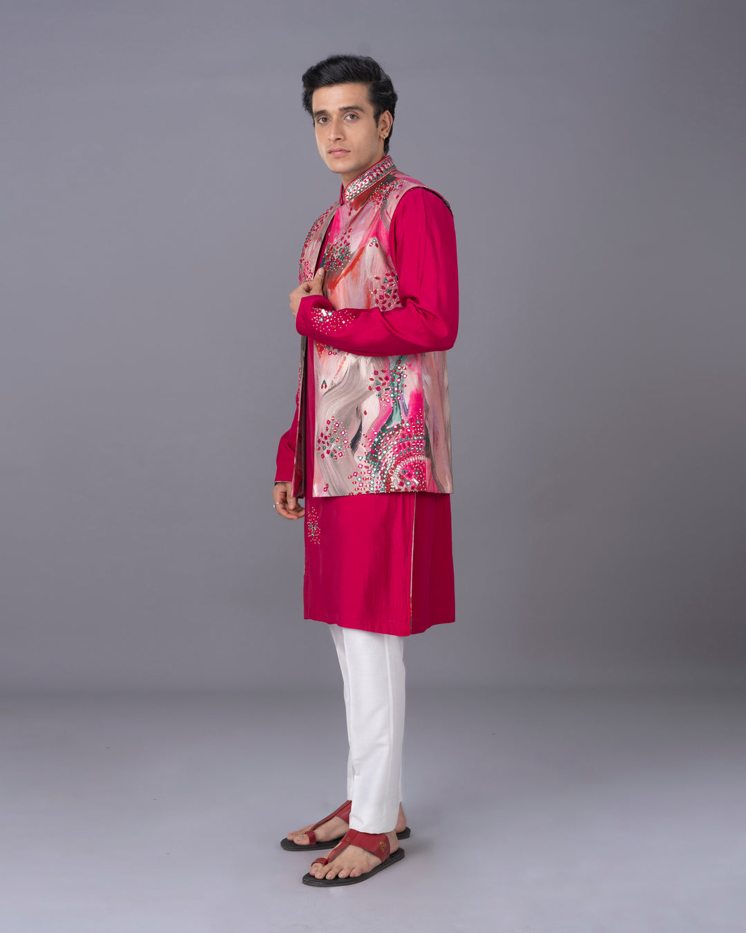 Effortless Elegance Pink Kurta Jacket Set