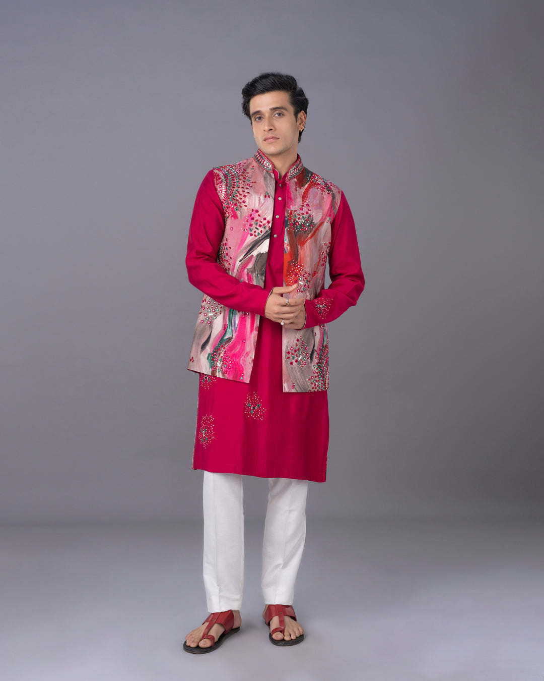Effortless Elegance Pink Kurta Jacket Set