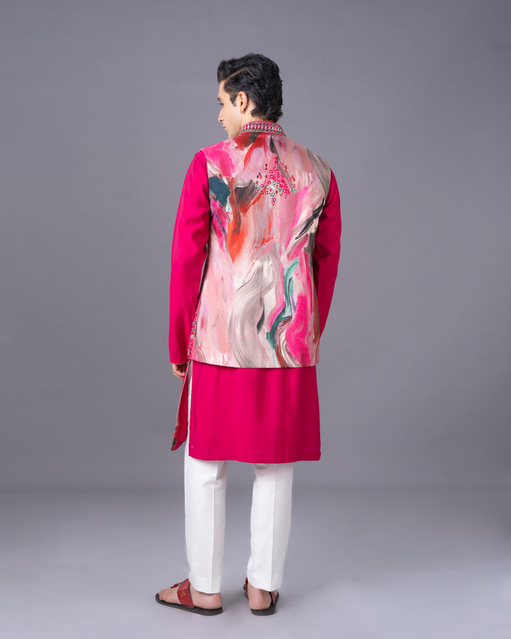 Effortless Elegance Pink Kurta Jacket Set