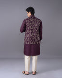 Wine Kurta Jacket Set with Alighari Bottom