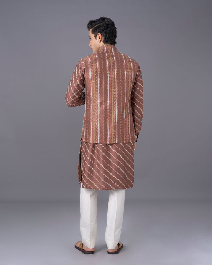 Elegance Coffee Kurta Set with Bandi