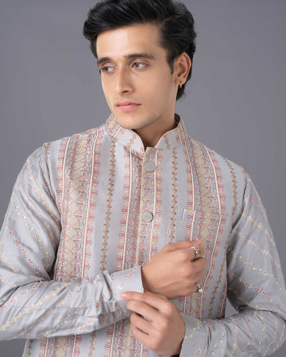 Subtle Grey Kurta Alighari Set